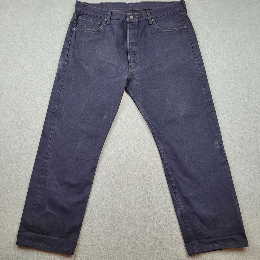 Levi's 501 Jeans Mens 38x30 Navy Blue Straight Leg Button Fly Cotton Denim